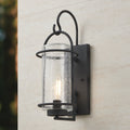 Taplow 18 Inch 1 Light Weathered Zinc Exterior Wall Sconce With Clear Seeded Glass Shade