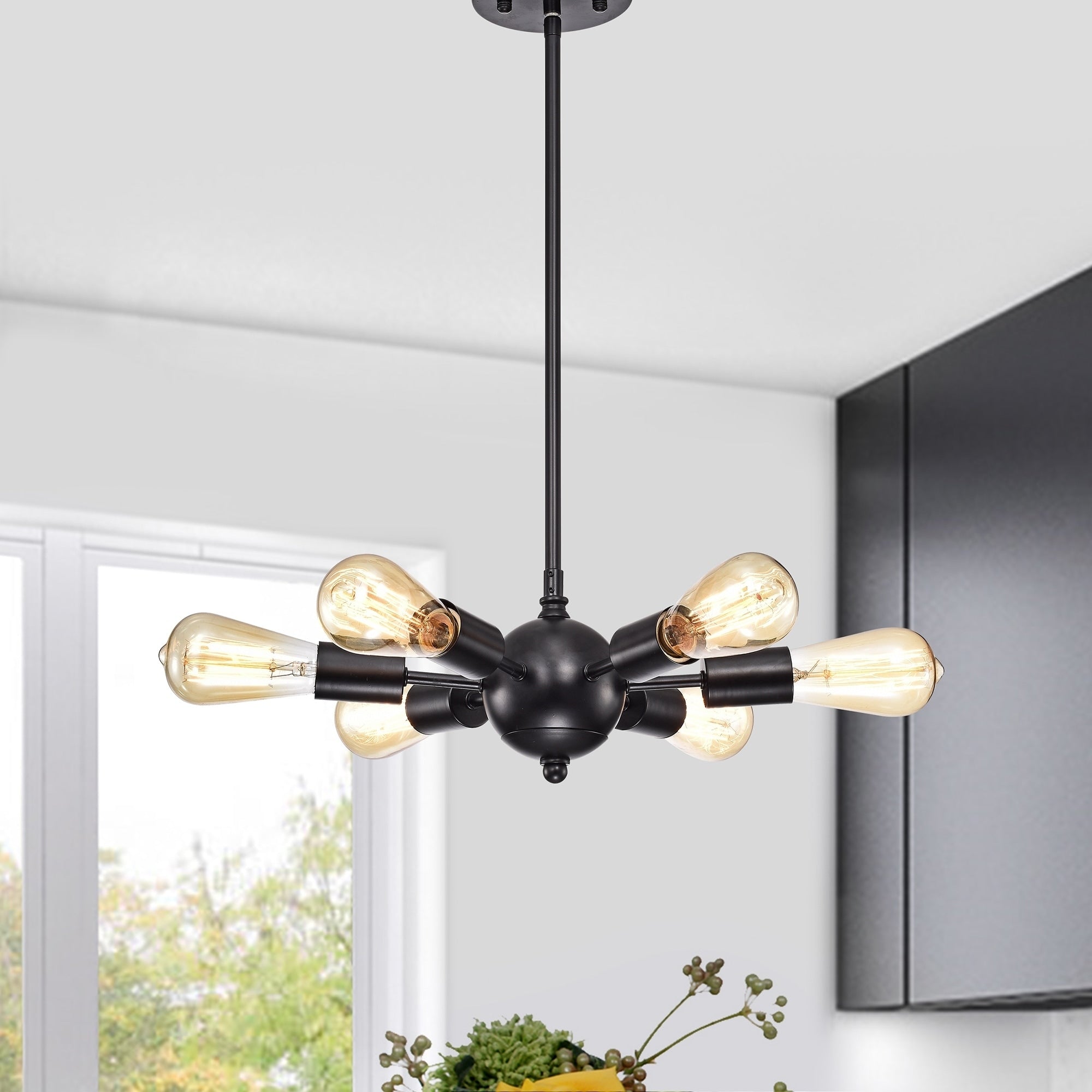 Tarmo Matte Black 6 Light Chandelier