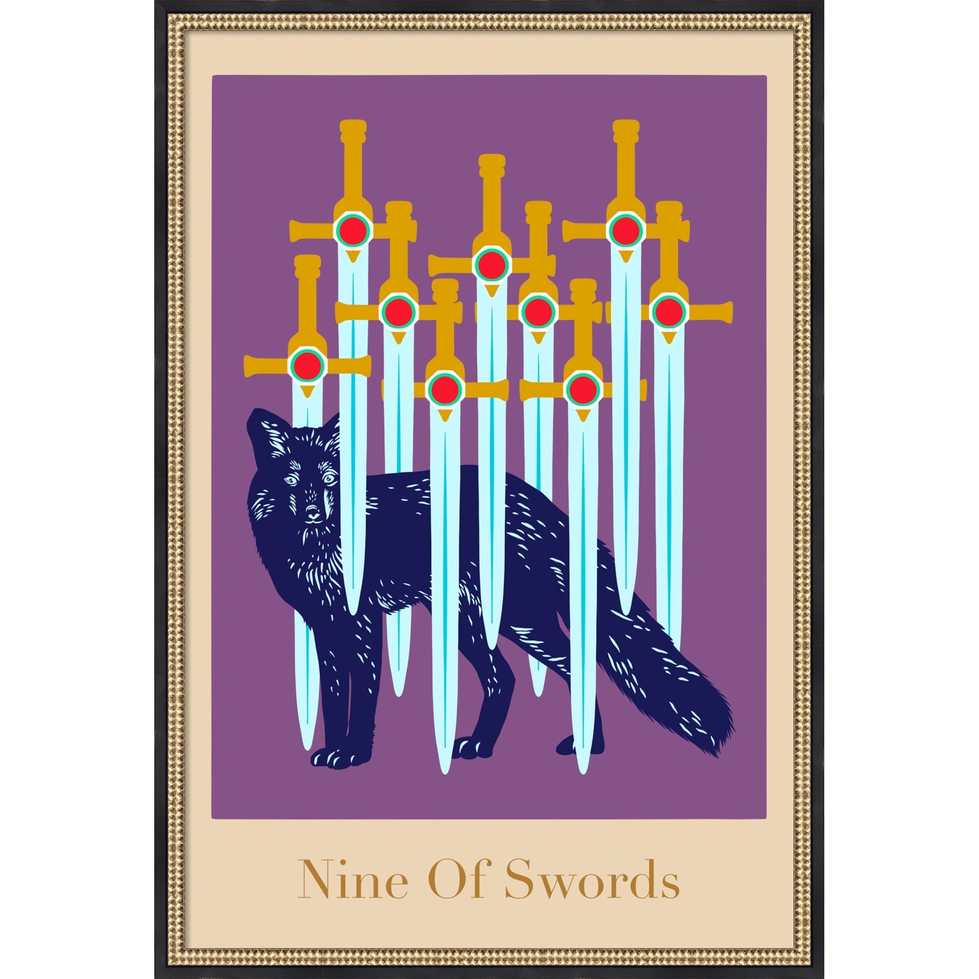 Tarot 9 Of Swords Poster By Alina Shulhouskaya Framed Mounted Canvas Wall Art Print