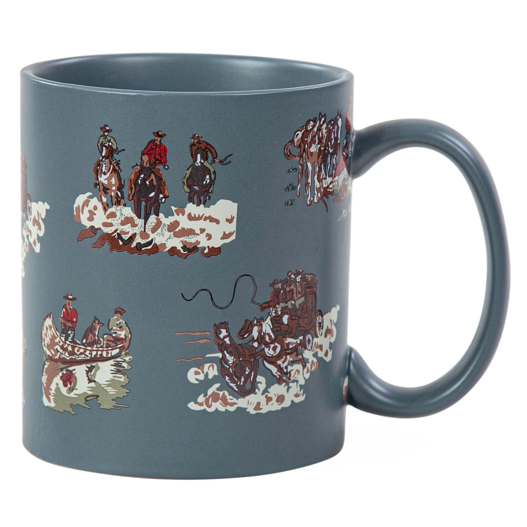 Tasha Polizzi For Paseo Road Settler Classic Western Cowboys Durable Ceramic 4 Piece Mug Set