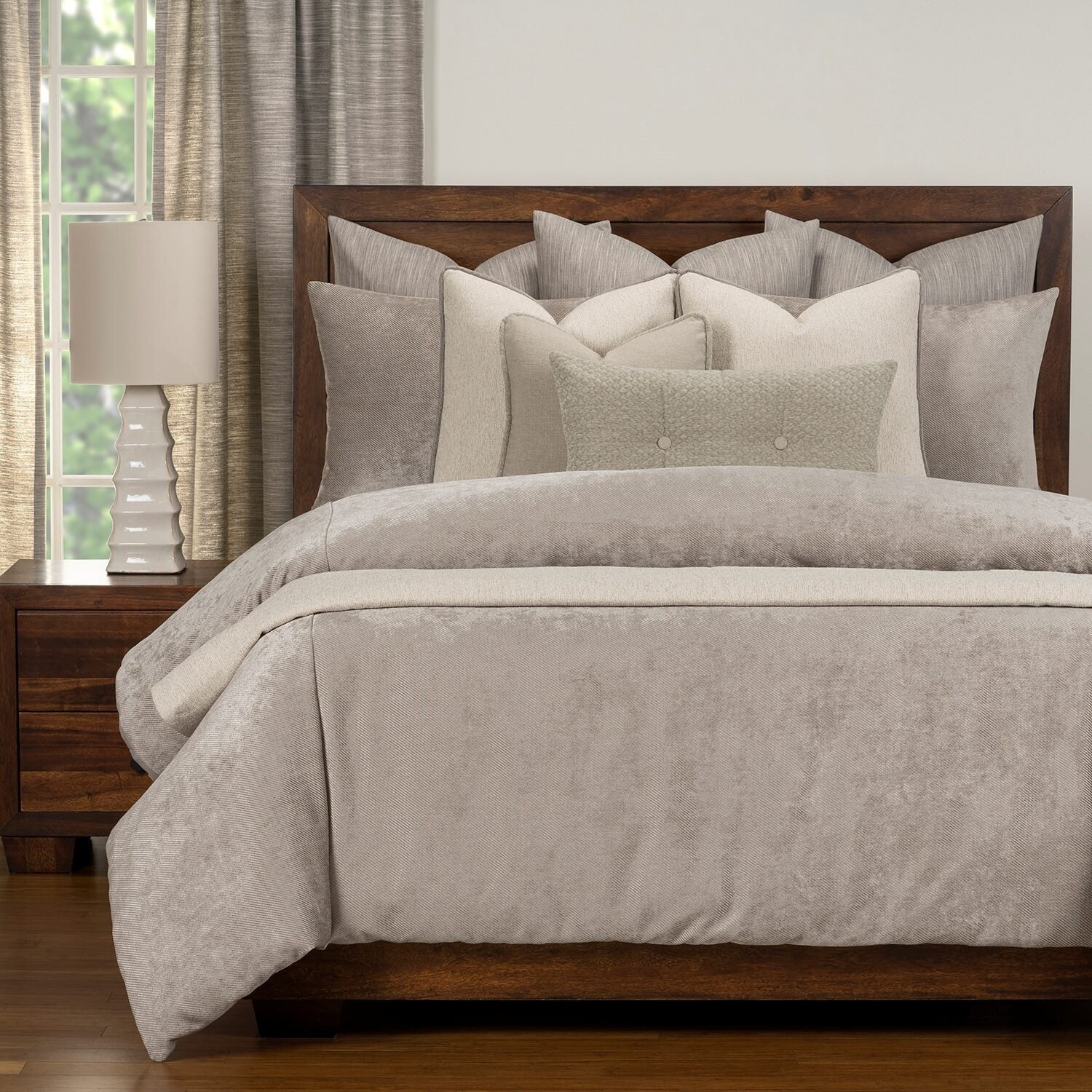 Tasha Slate Luxe Velour Duvet Cover And Insert Set