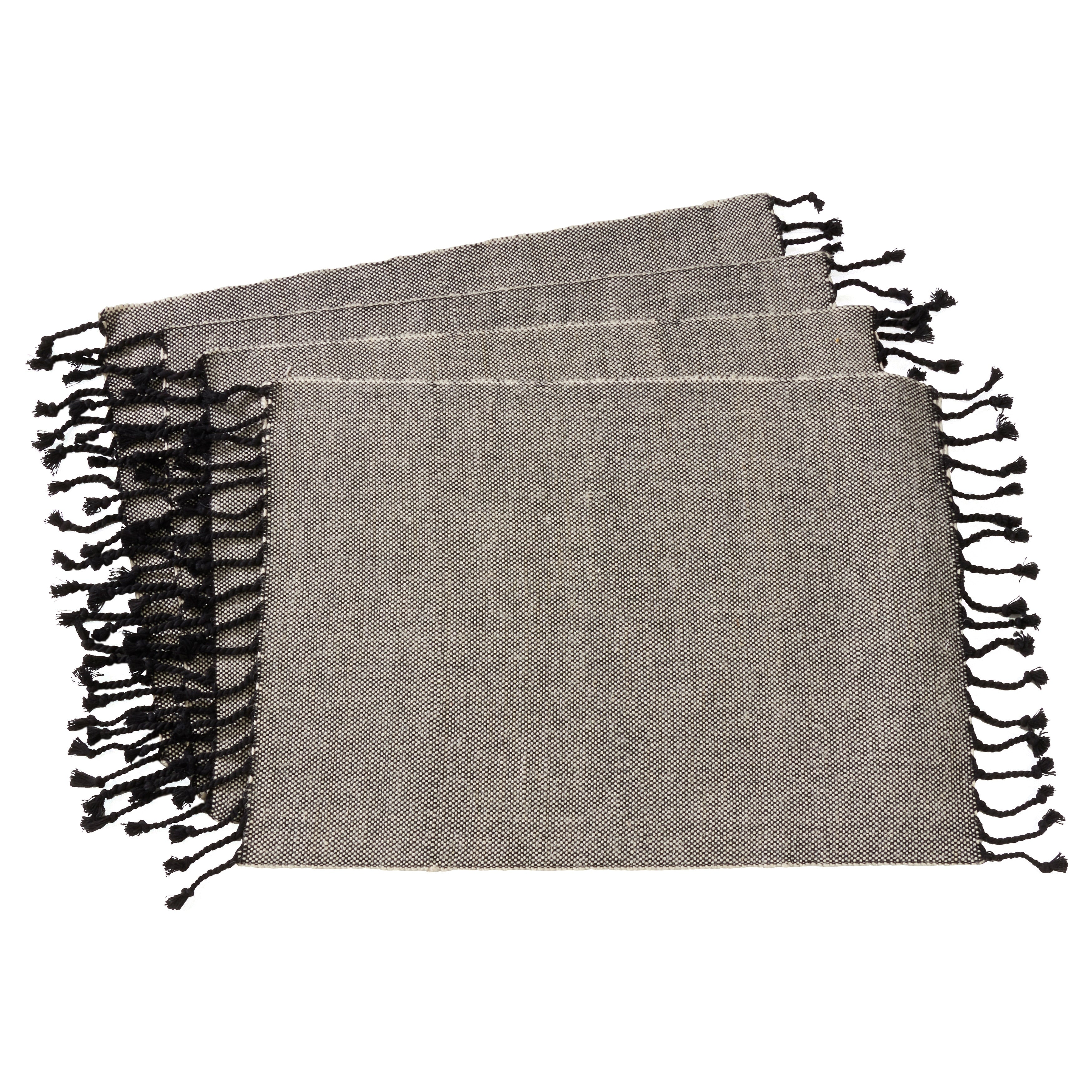 Tassel Design Jute And Cotton Table Mats Set Of 4