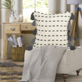 Tasseled Black And Cream Modern Throw Pillow