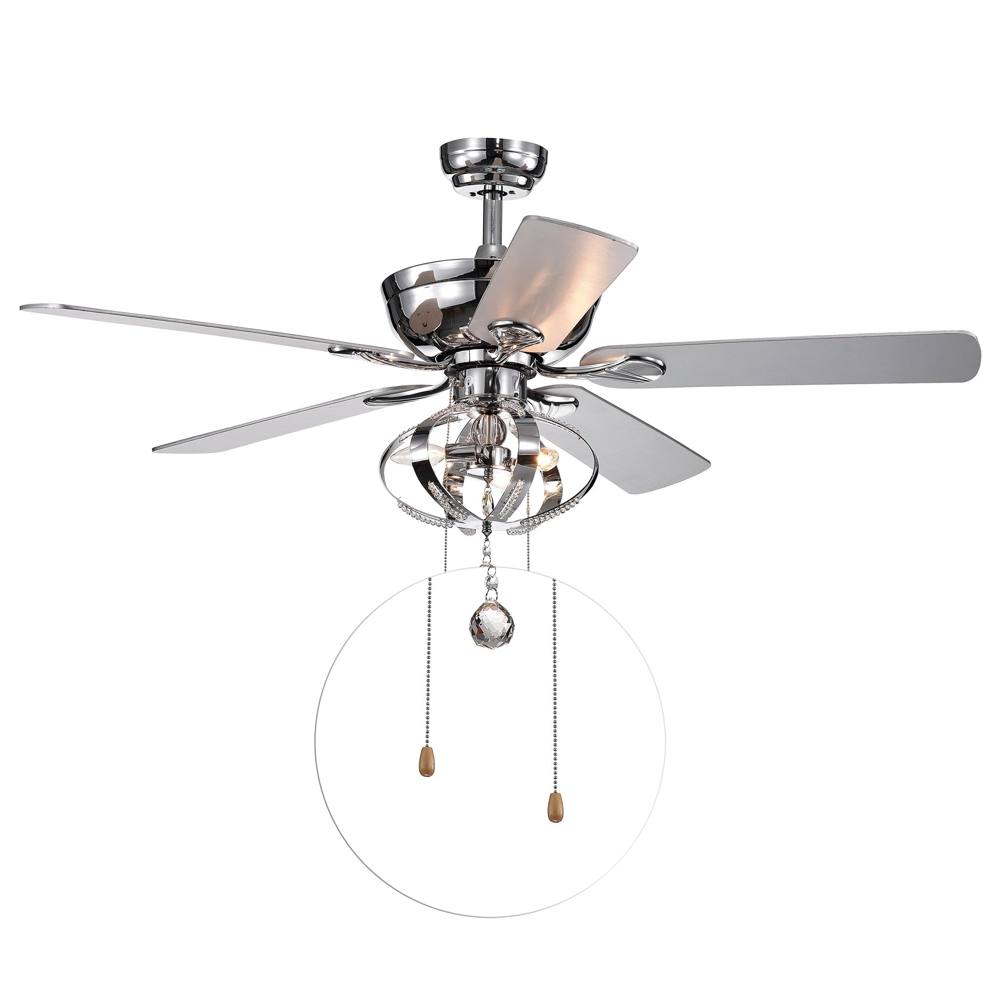 Tatiana 52 Inch Ceiling Fan With 3 Light Royal Chandelier Remote Controlled