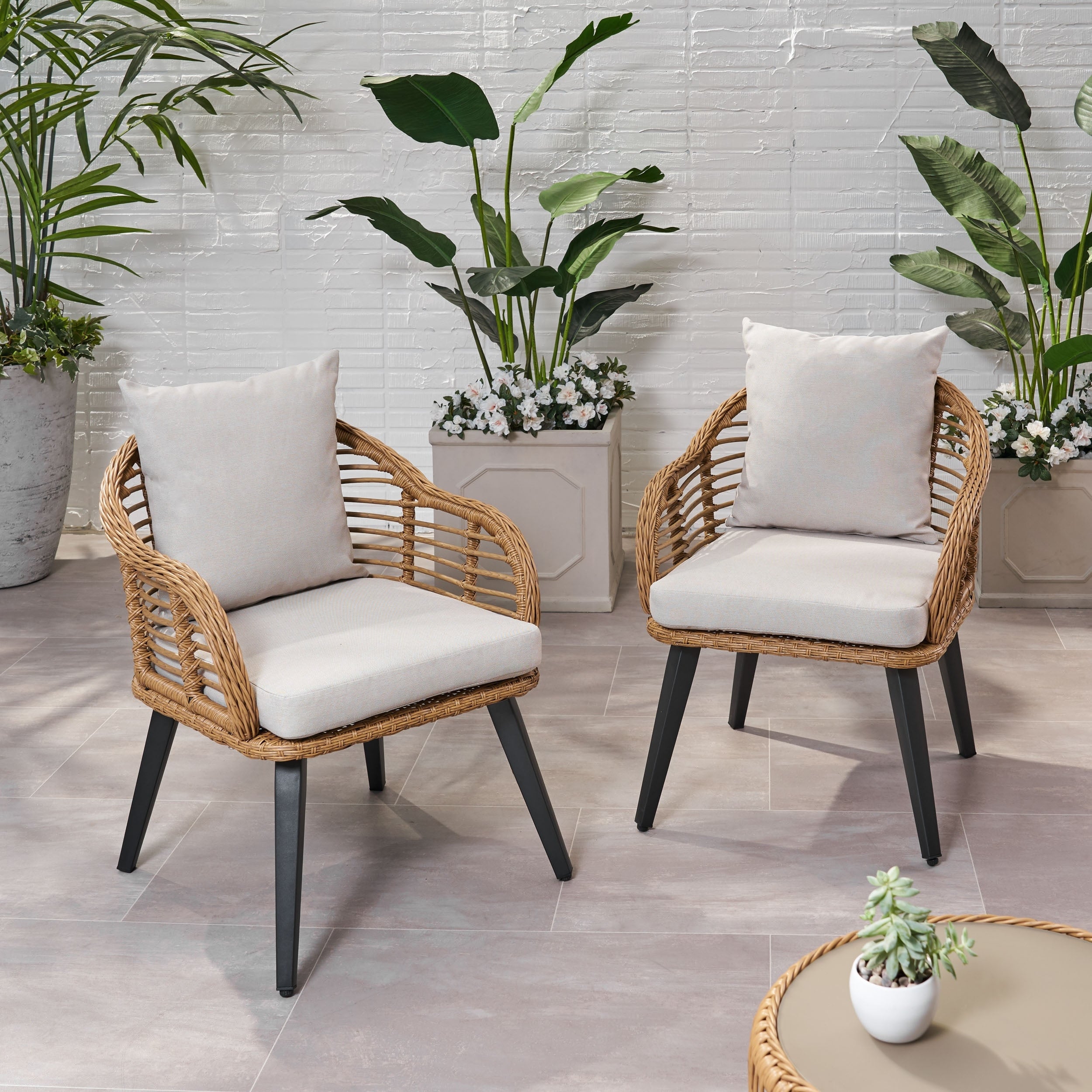 Tatiana Indoor Wicker Club Chairs With Cushions Set Of 2 By Christopher Knight Home
