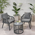 Tatiana Outdoor Modern Boho 2 Seater Wicker Chat Set With Side Table By Christopher Knight Home