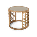 Tatiana Outdoor Modern Boho Wicker Side Table With Tempered Glass Top By Christopher Knight Home
