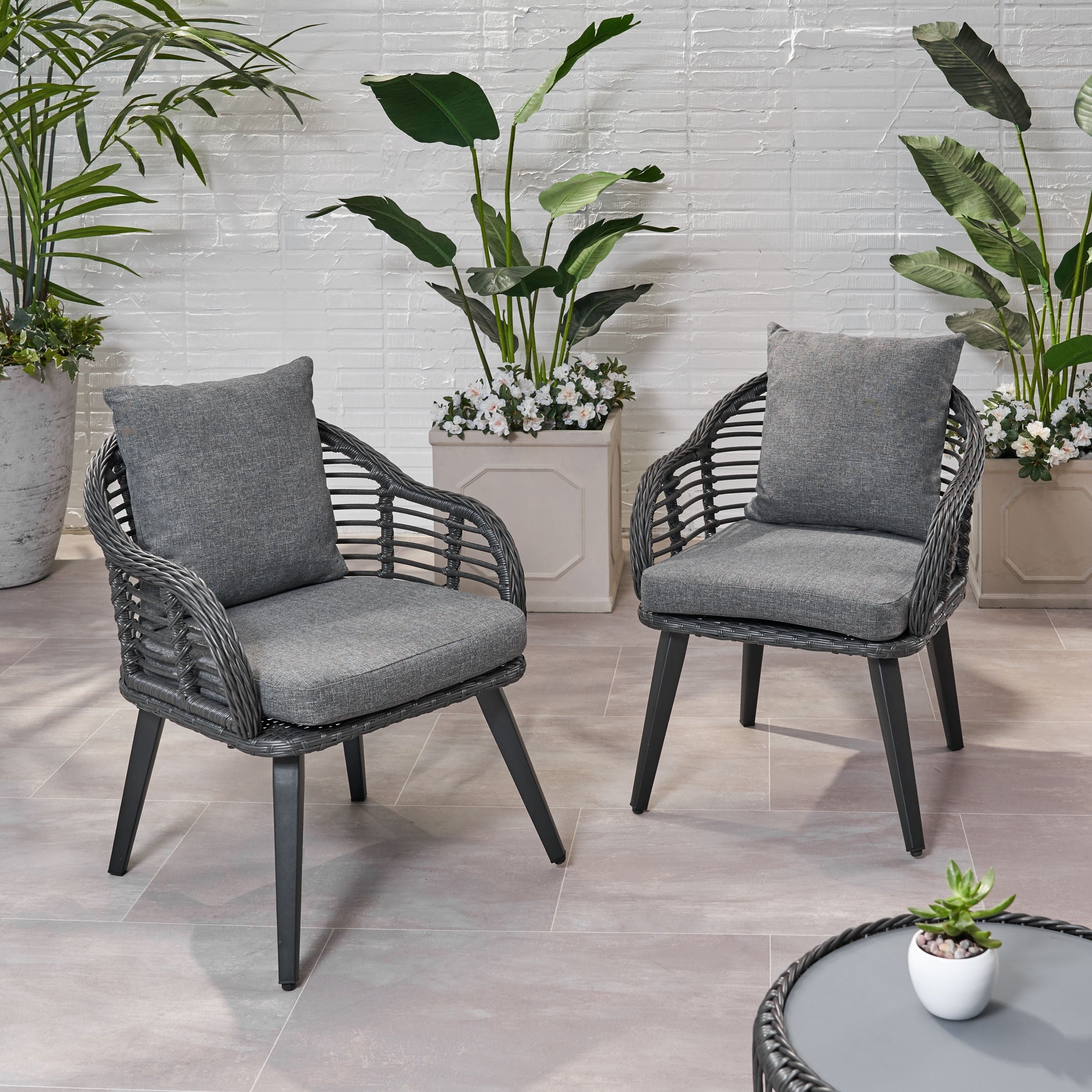 Tatiana Outdoor Wicker Club Chairs With Cushions Set Of 2 By Christopher Knight Home