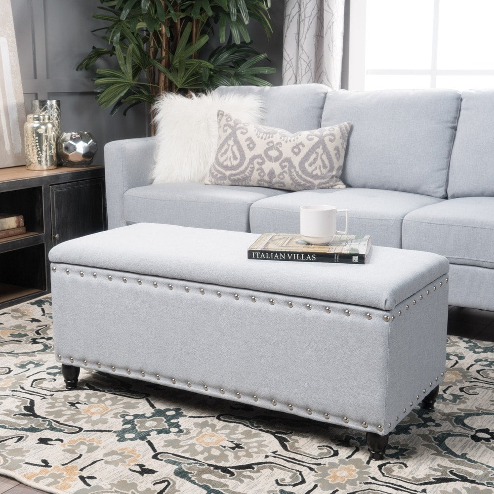 Tatiana Studded Fabric Storage Ottoman Bench By Christopher Knight Home