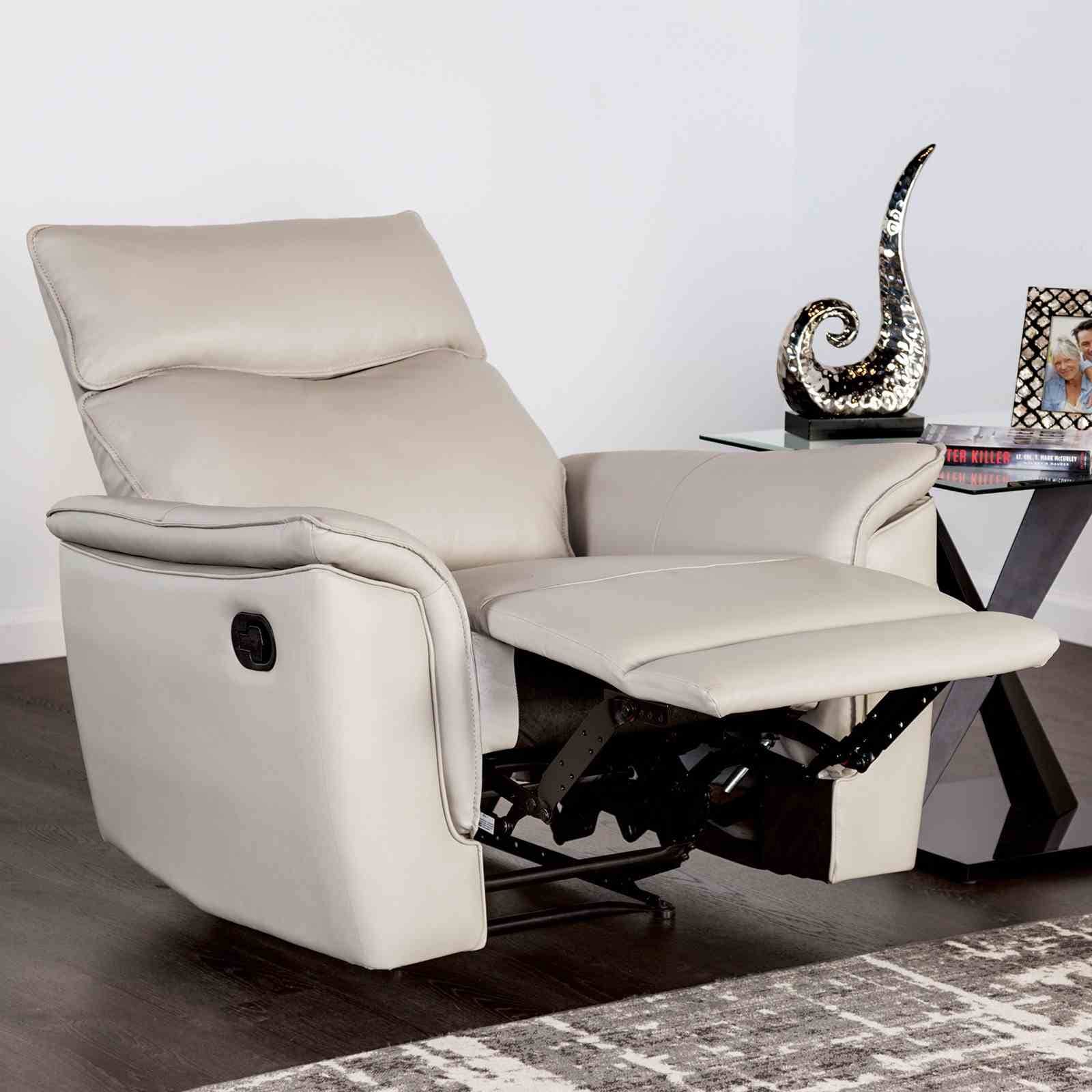 Taupe Finish Flared Padded Arms 1Pc Manual Chair
