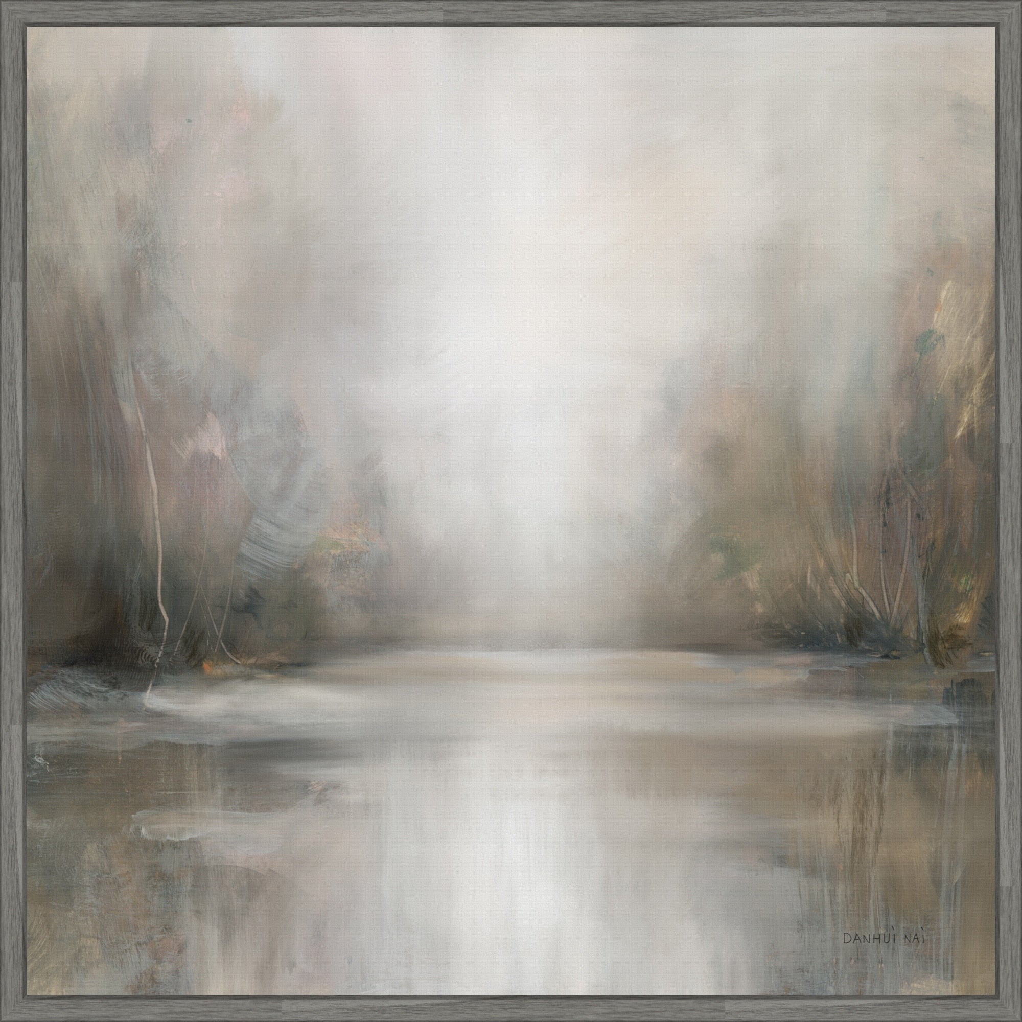 Taupe Horizon By Danhui Nai Framed Canvas Wall Art Print