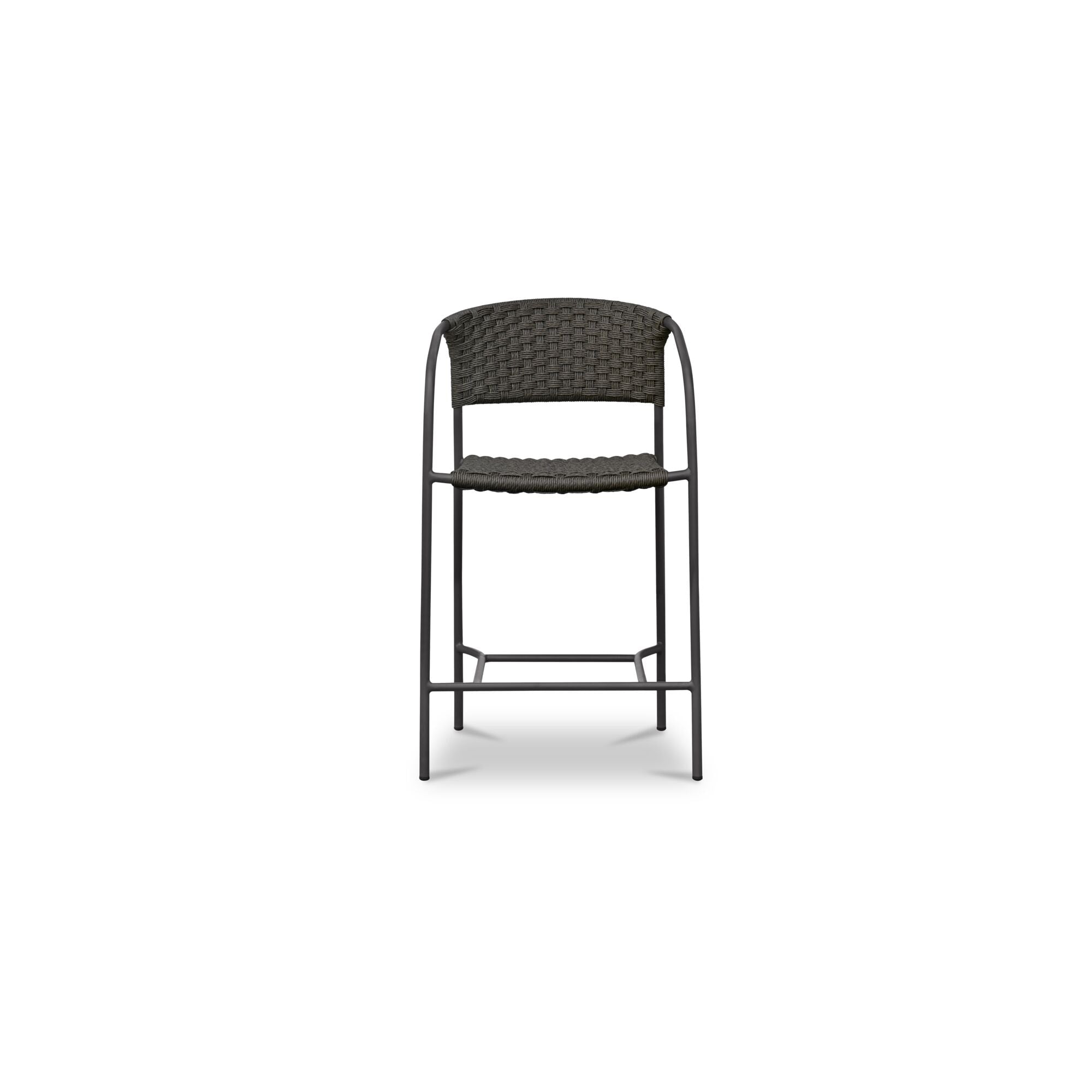 Tavera Outdoor Counter Stool Hand Woven Hdpe Wicker Powder Coated Steel Frame Dark Brown