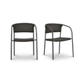 Tavera Outdoor Dining Chair Stackable Hand Woven Hdpe Wicker Powder Coated Steel Frame Dark Brown Set Of 2