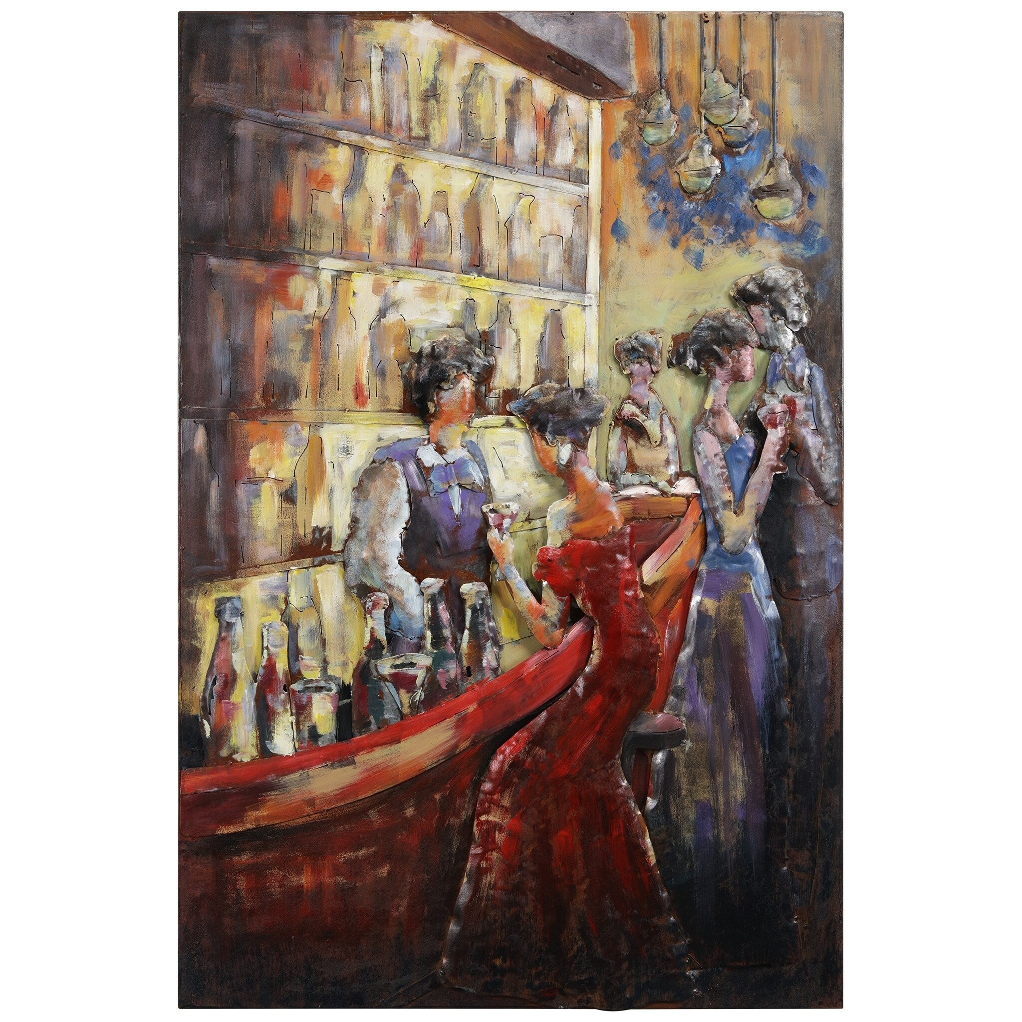 Tavern Mixed Media Iron Hand Painted Dimensional Wall D Cor