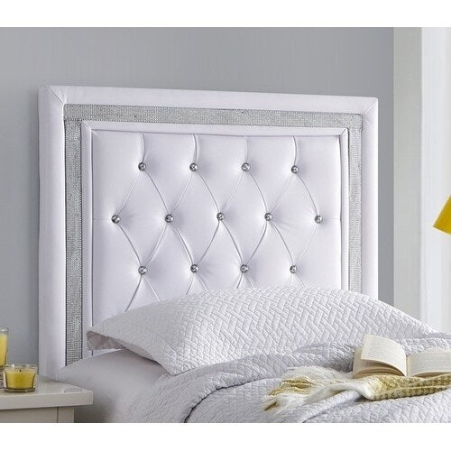 Tavira Allure College Headboard White With Silver Crystal Border