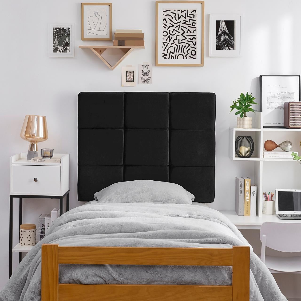 Tavira Allure Outlet College Dorm Headboard Cloud Plush Black
