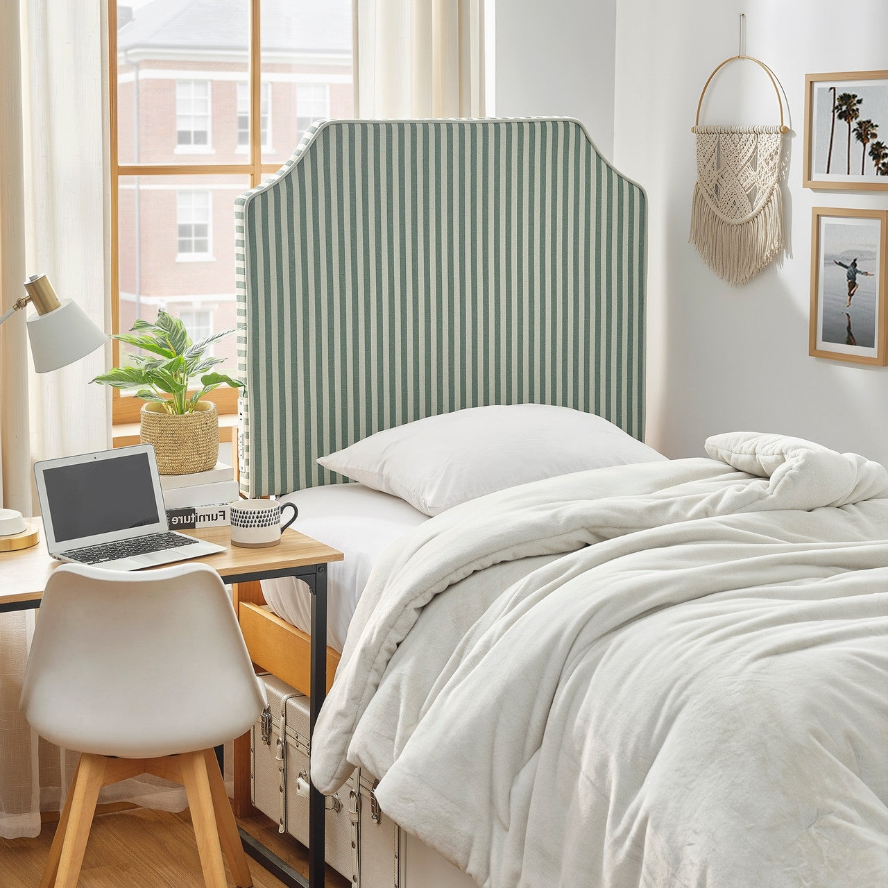 Tavira Allure Outlet College Dorm Headboard Cutaway Beige Forest Stripe