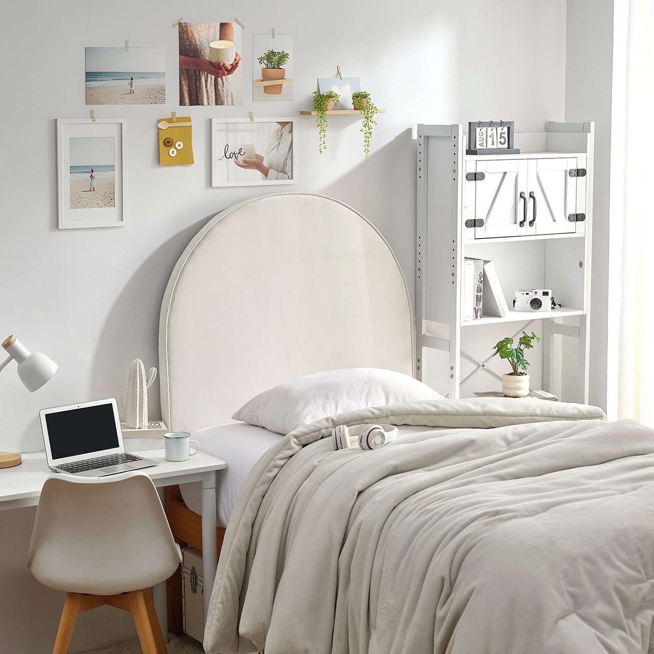 Tavira Allure Outlet College Dorm Headboard Rounded Corded Cream
