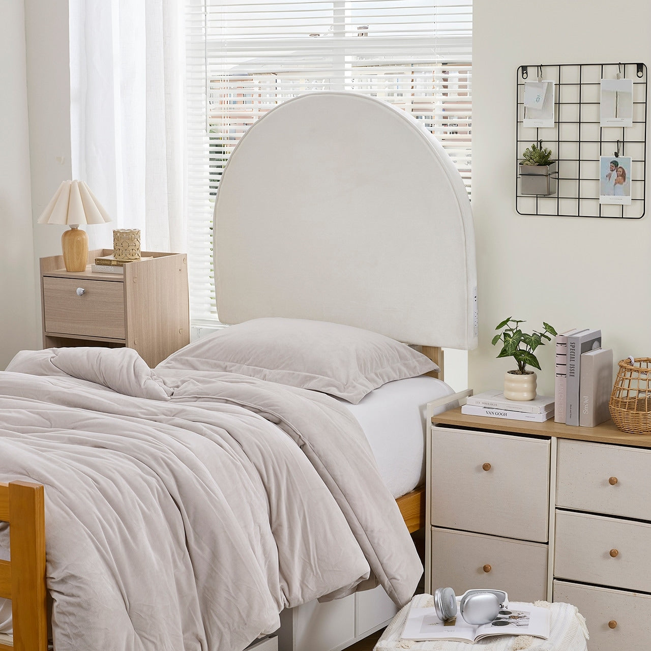 Tavira Allure Outlet College Dorm Headboard Rounded Corded White