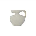 Tavish Vase Rectangular Ecomix Cane Handle Detail Modernist Sculptural Silhouette Cream White