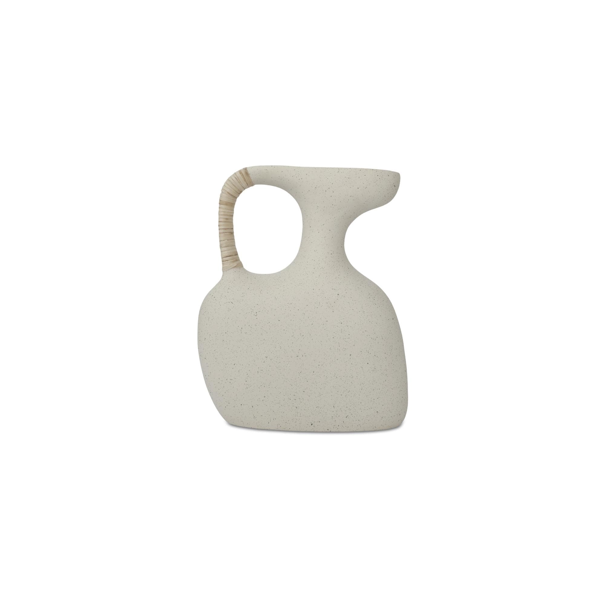 Tavish Vase Rectangular Ecomix Cane Wrapped Handle Sculptural Modern Shape Cream White