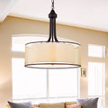 Copper Grove Shoshone Antique Bronze With Off White Fabric Shade