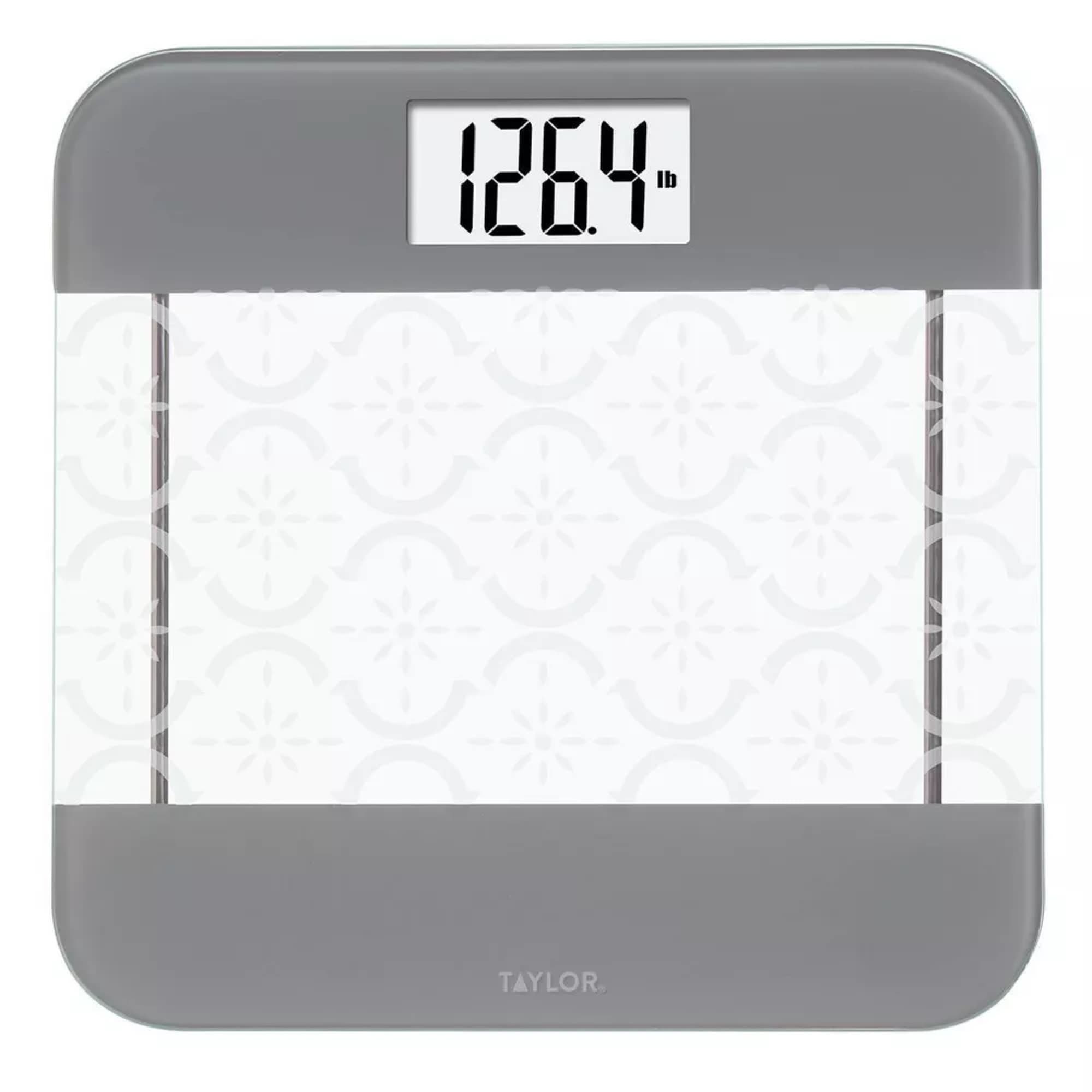 Taylor Digital Glass Body Composition Scale With Moroccan Frosted Design Clear Gray