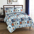 Taylor Olive Blue Patchwork Sports Cotton Quilt Set