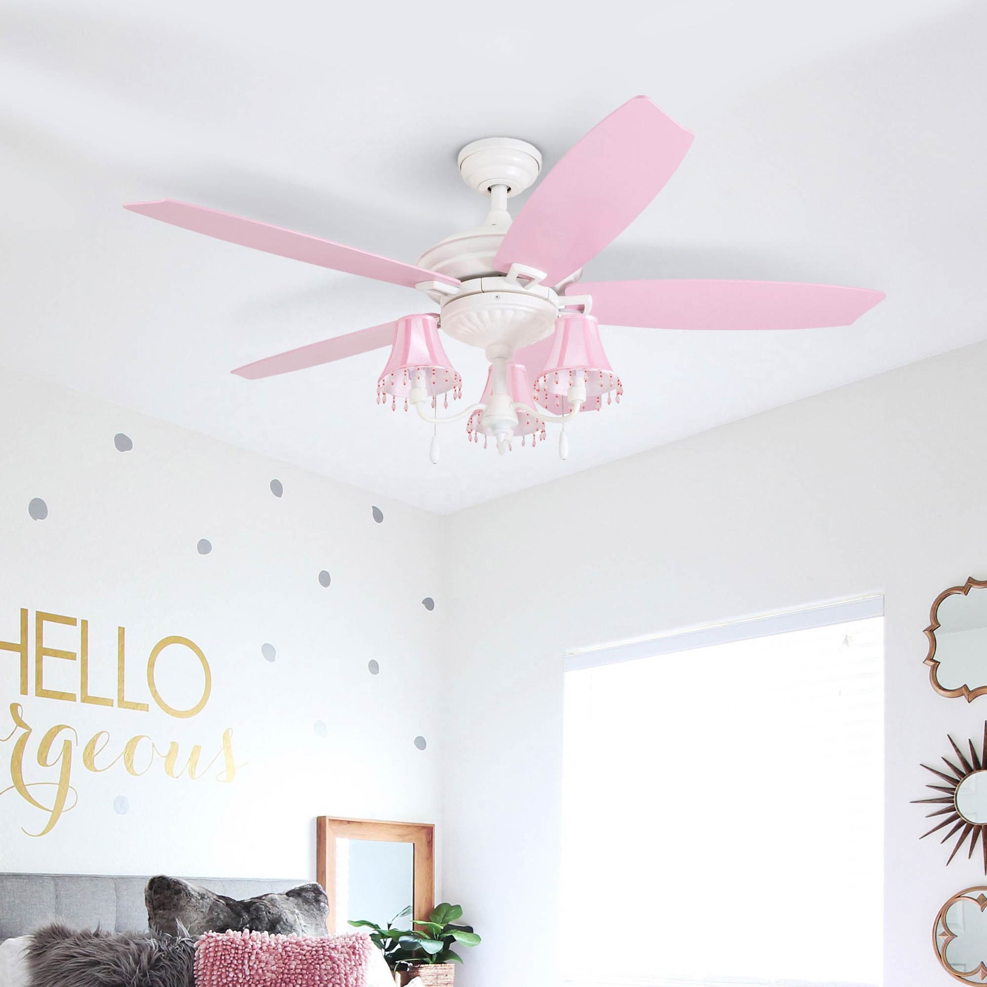 Calendula 48 Inch White Pink Led Ceiling Fan