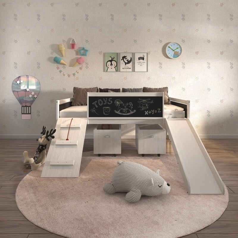 Taylor Olive Gardenia White Wash Twin Low Loft Bed