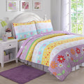 Taylor Olive Purple White Floral Heart Reversible Quilt Set