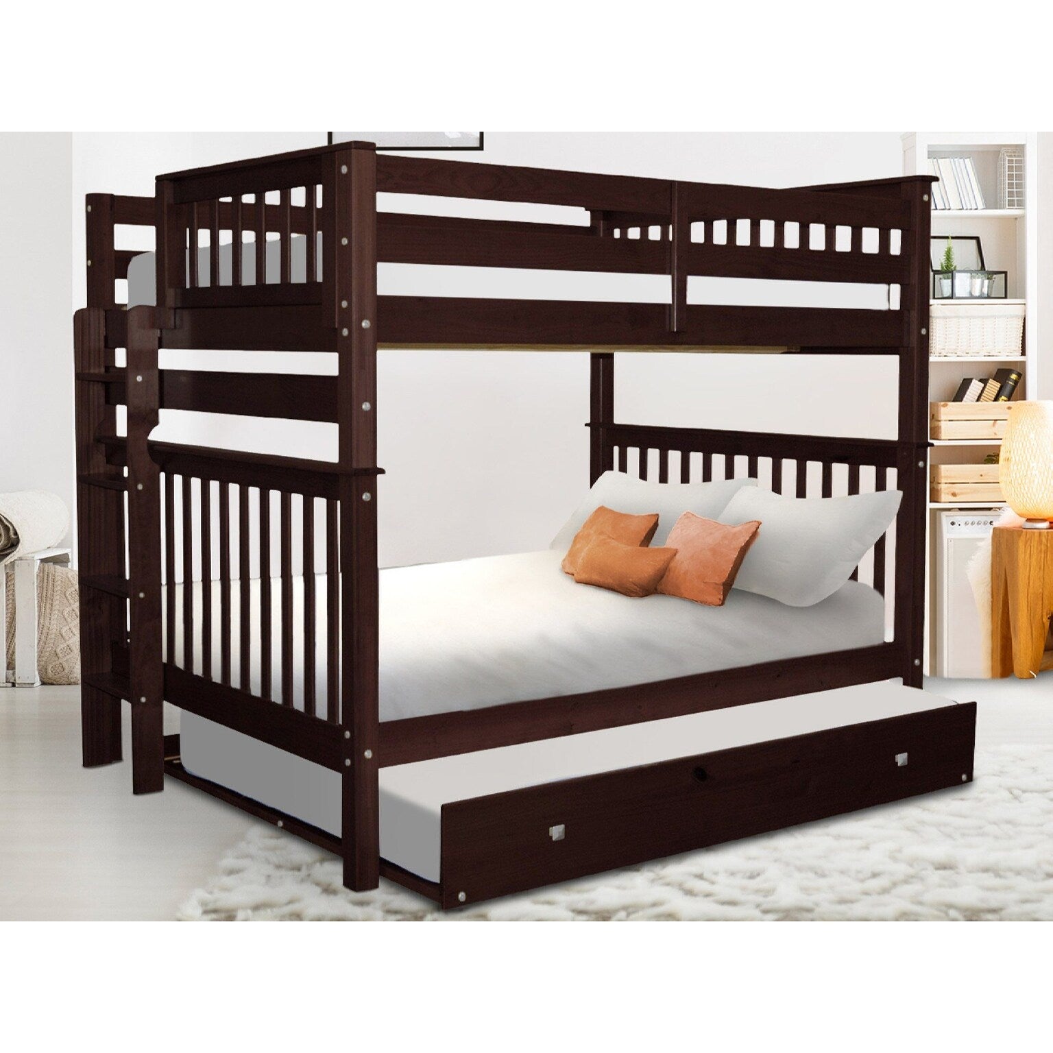 Taylor Olive Trillium Full Over Full Stairway Bunk Bed Full Trundle