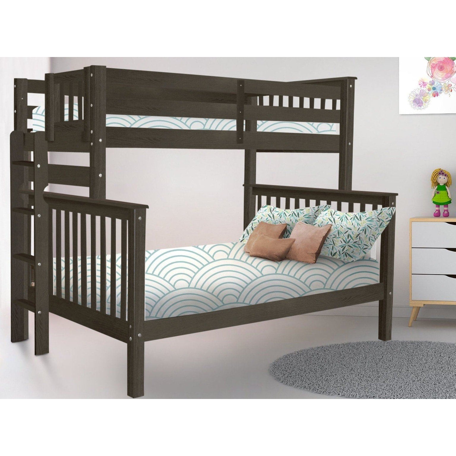 Taylor Olive Trillium Cappuccino Wood Twin Over Full Bunk Bed