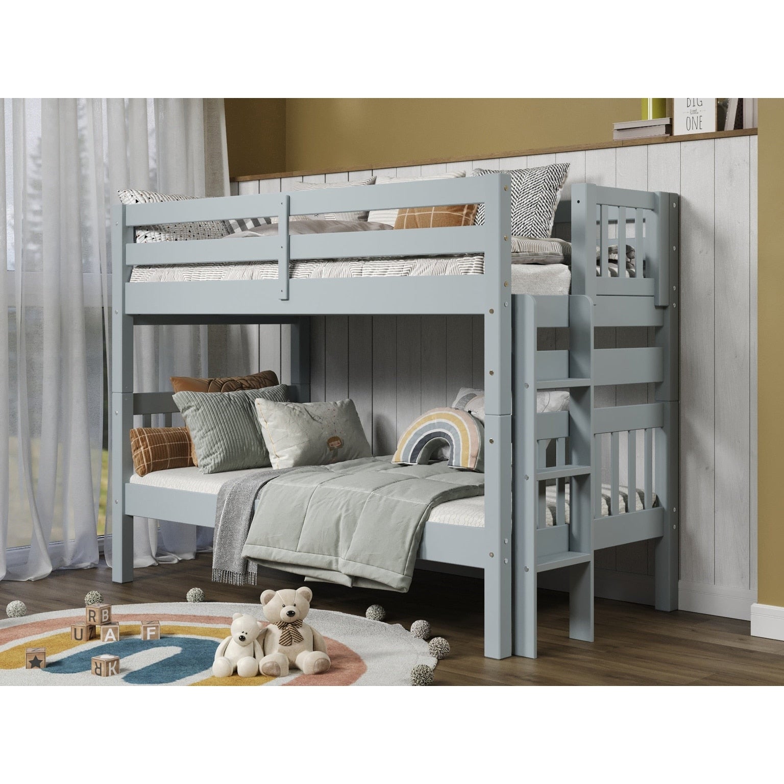 Taylor Olive Trillium Cappuccino Wood Twin Over Twin Convertible Bunk Bed