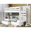 Taylor Olive Trillium White Wood Twin Over Twin Bunk Bed With Drawers