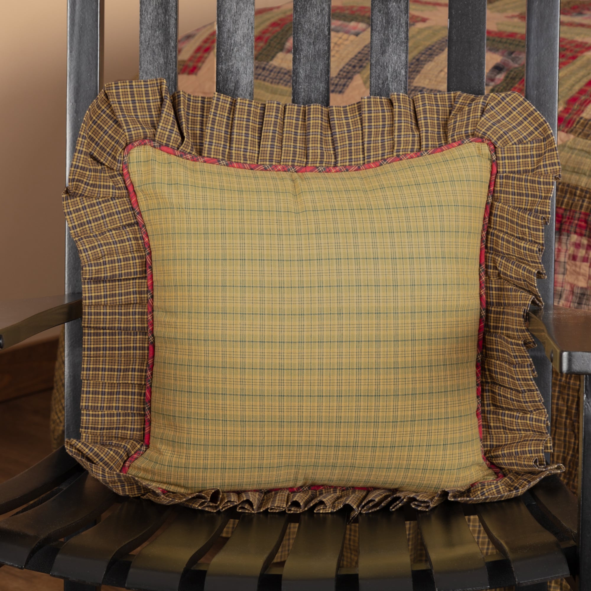 Tea Cabin Fabric Ruffled Filledthrow Pillow 16X16