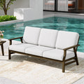 Teak Frame Outdoor Loveseat Daybed With Water Resistant Cushions.