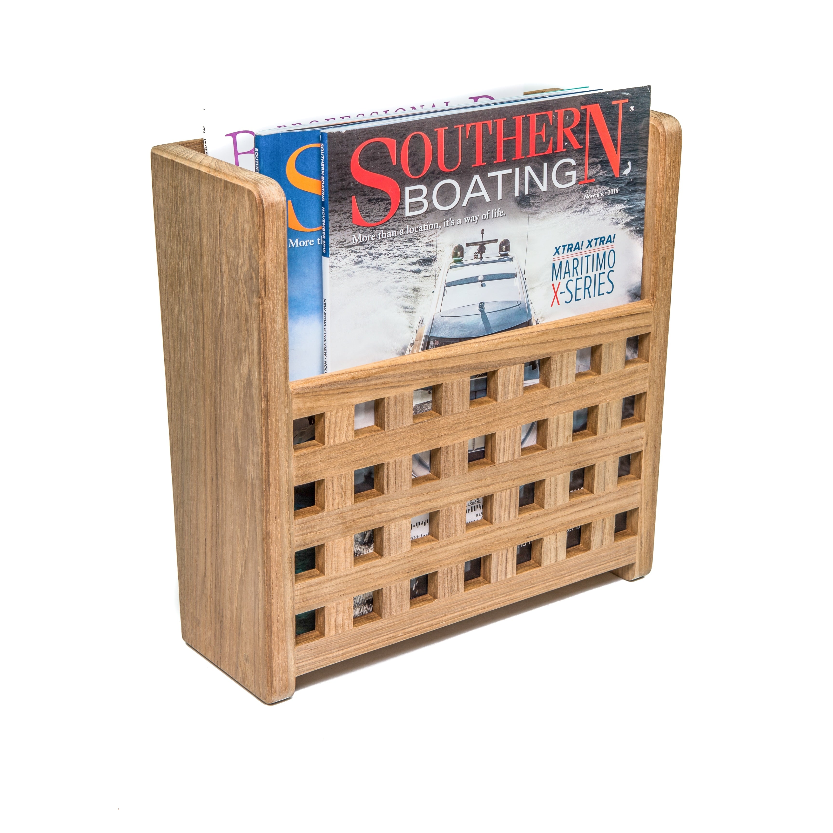 Teak Grate Front Magazine Rack 10 1 2 W X 11 1 4 H X 4 3 8 D
