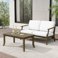 Teak Outdoor Patio Loveseat And Coffee Table Set 2 Piece