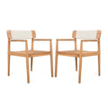 Teak White Dining Chairs Outdoor Armchairs Set Of 2 With Wood Frame Office Chair Reception Chair Side Chair