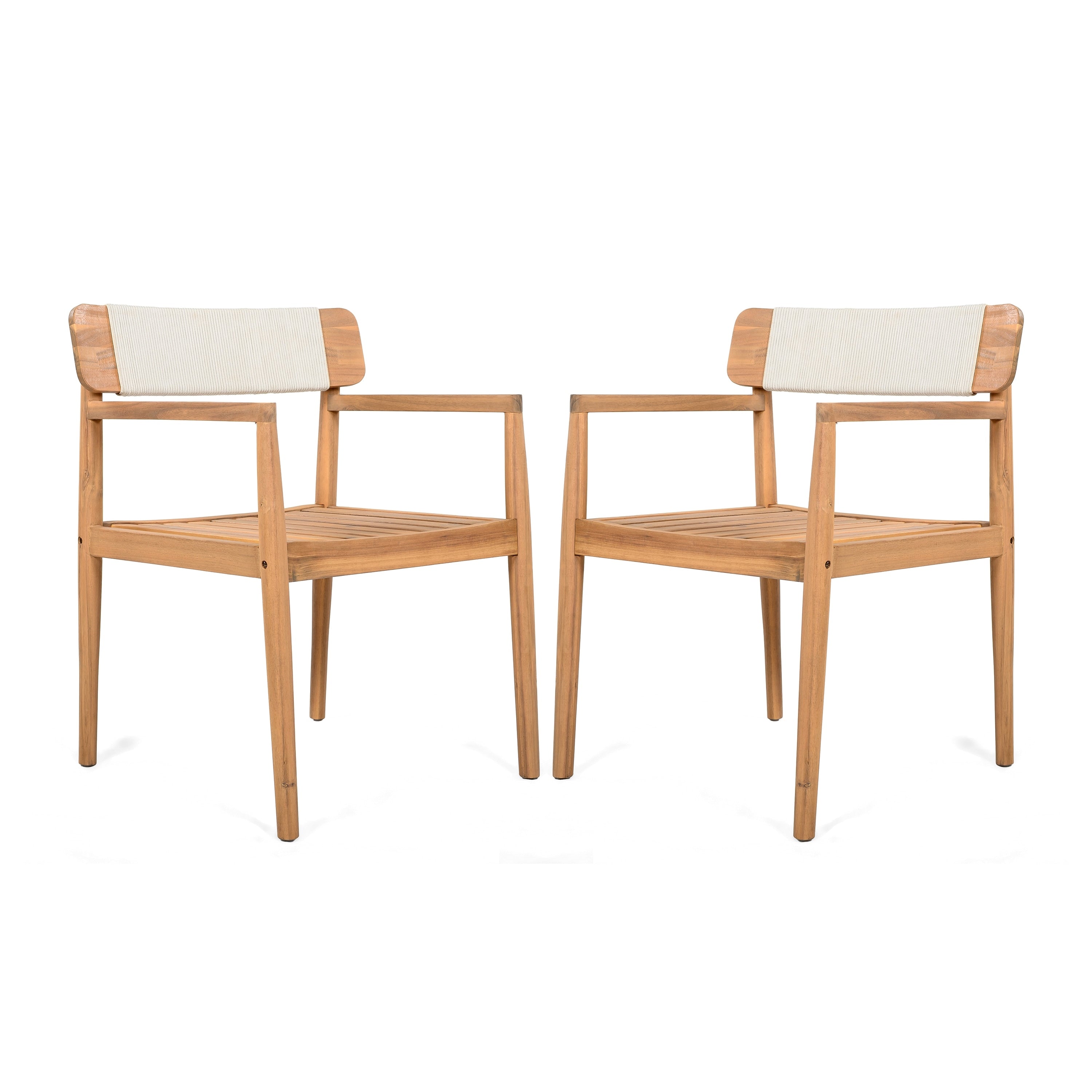 Teak White Dining Chairs Outdoor Armchairs Set Of 2 With Wood Frame Office Chair Reception Chair Side Chair