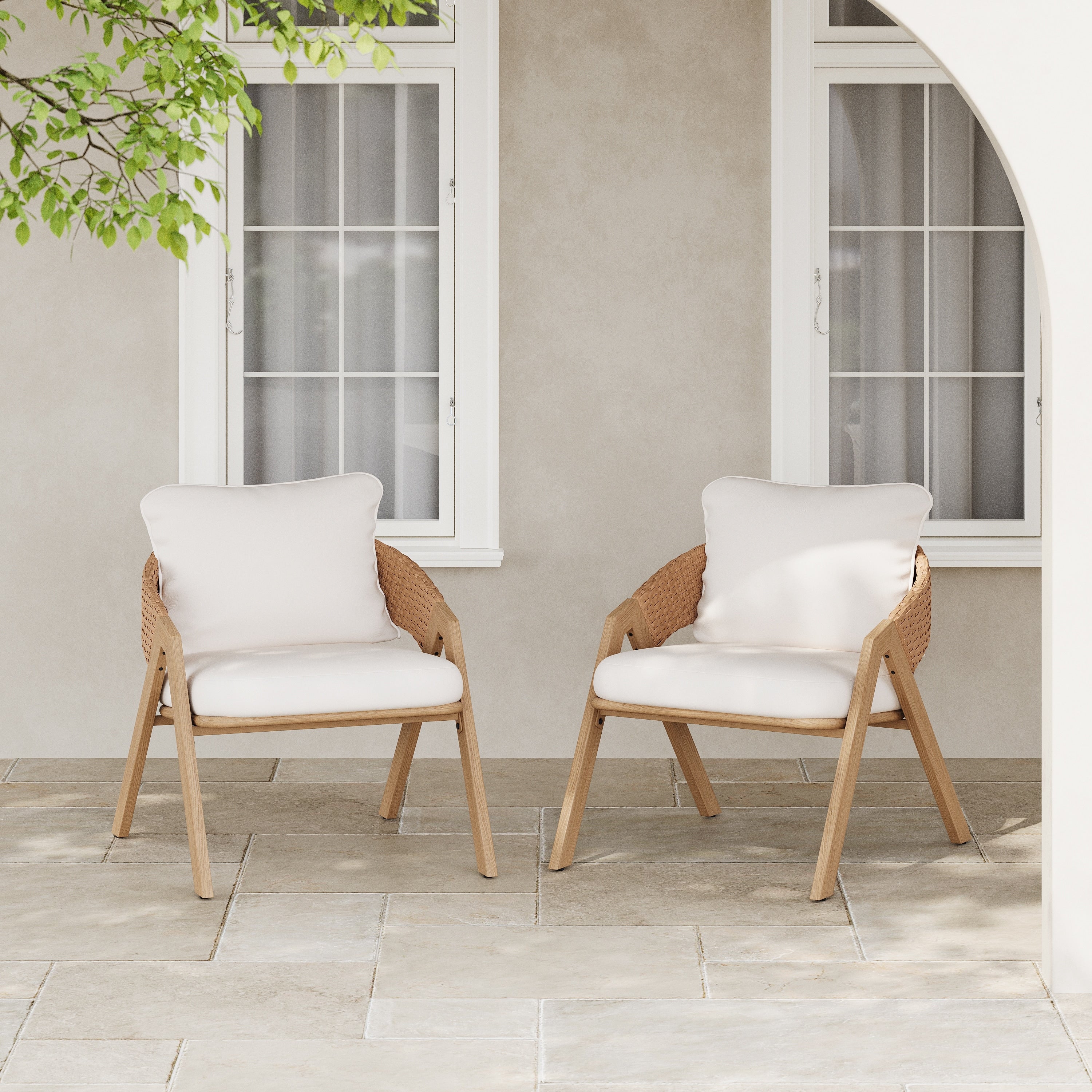 Teak White Patio Chairs Reception Chair Side Chair With Removable Cushions Club Chair Dining Chair Leisure Chair