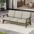 Teak Wood Outdoor Loveseat 3 Seat Sofa Armchair With Water Resistant Cushion