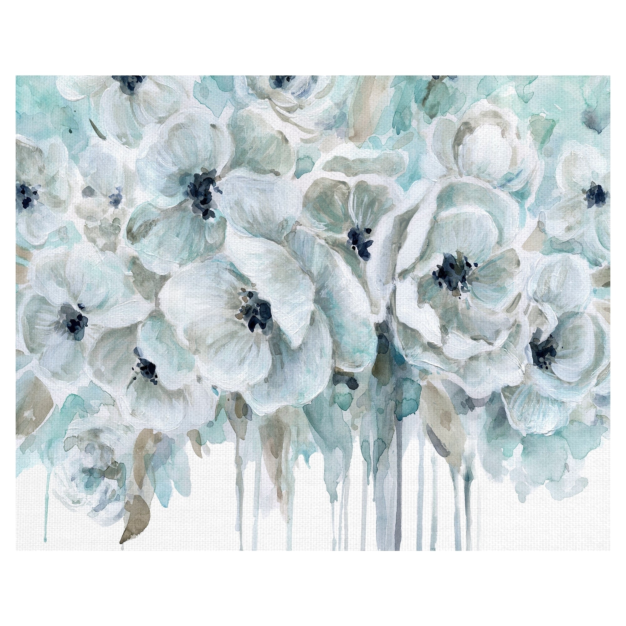 Teal Poppy Harmony Ii By Carol Robinson Wrapped Canvas Painting Art Print
