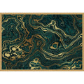 Teal And Yellow Marble Swirl Ii By Amini54 Framed Canvas Wall Art Print