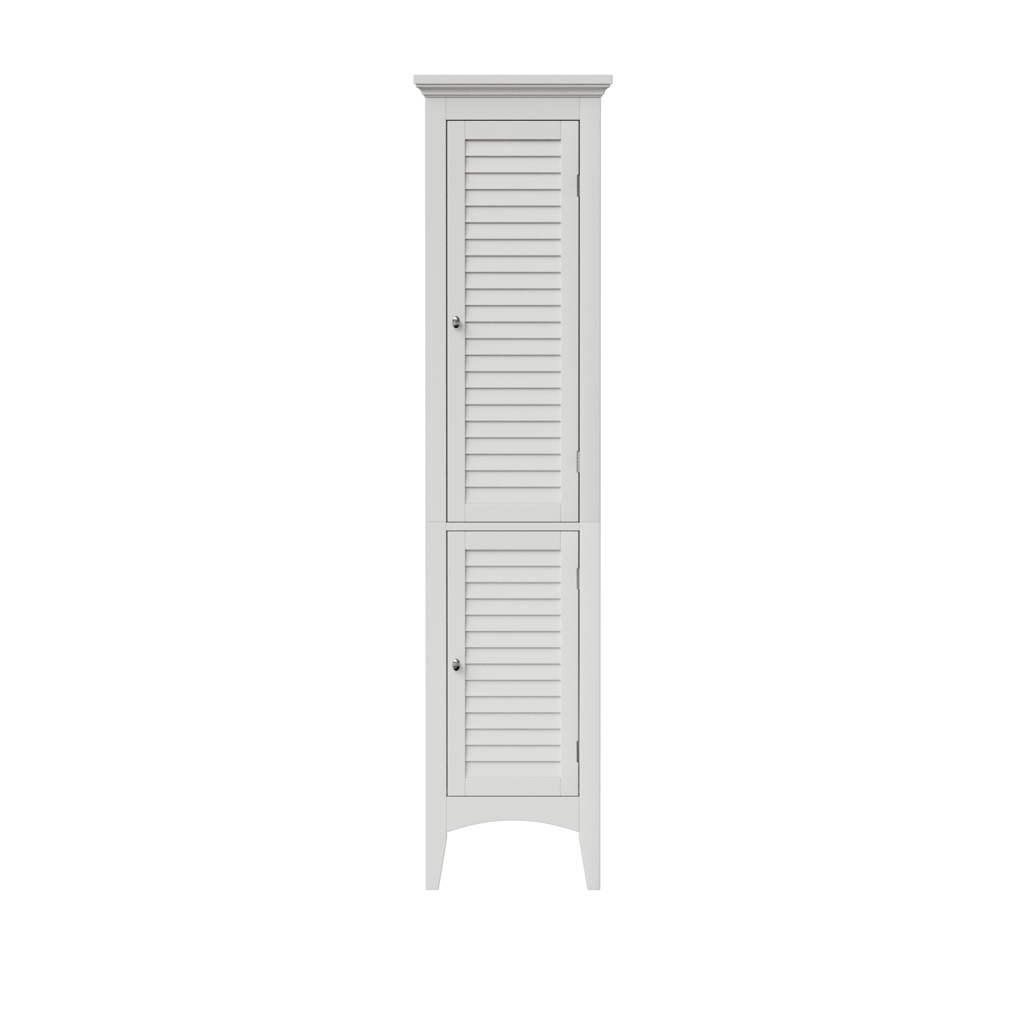 Bayfield White 2 Door Linen Tower By Elegant Home Fashions
