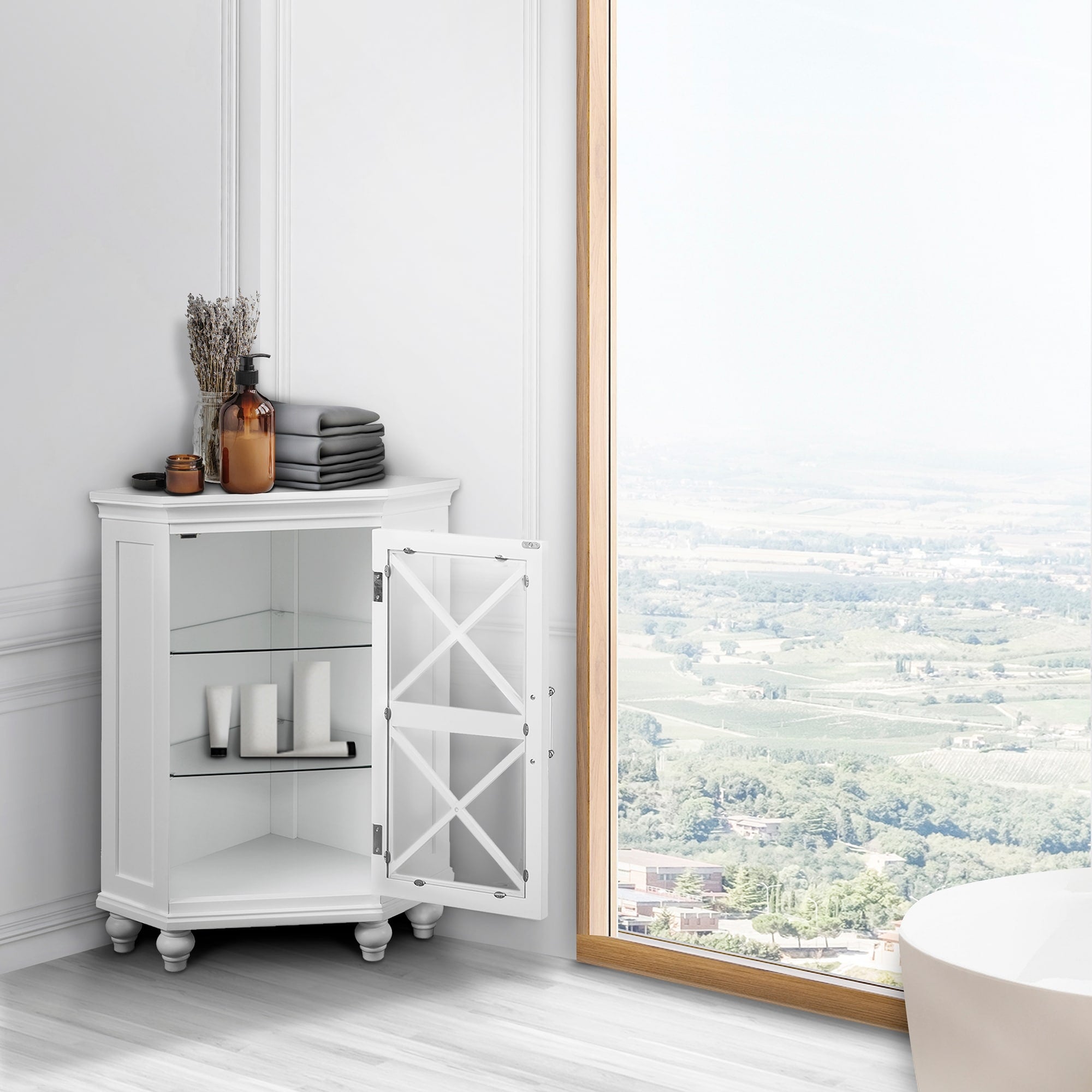 Grayson Corner Floor Cabinet By Elegant Home Fashions