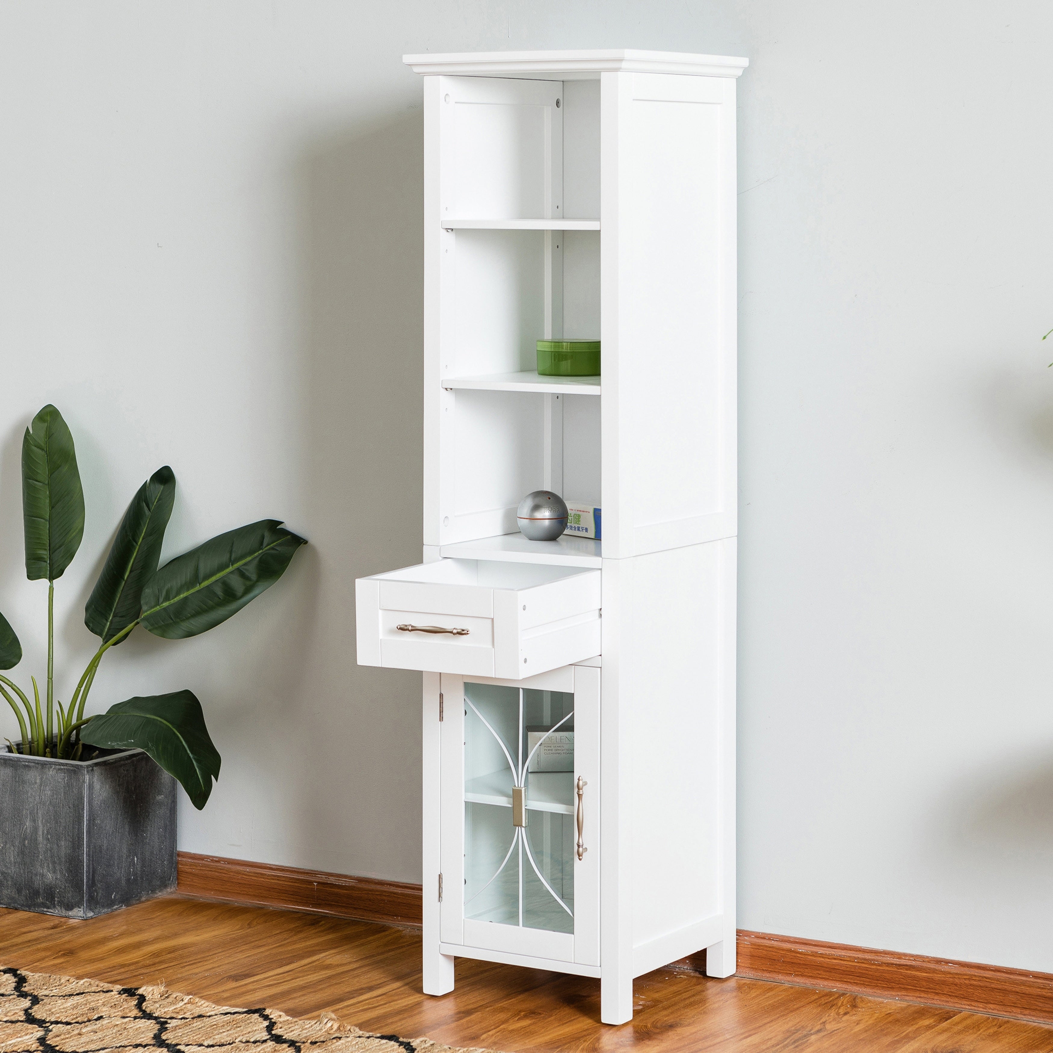 Veranda Bay White Linen Tower By Elegant Home Fashions