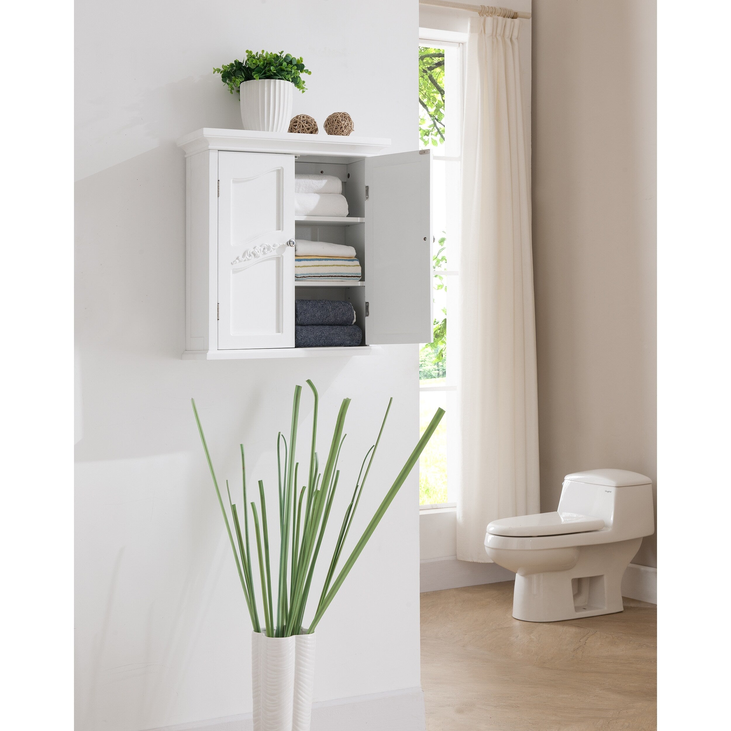 Yvette White 2 Door Wall Cabinet By Elegant Home Fashions