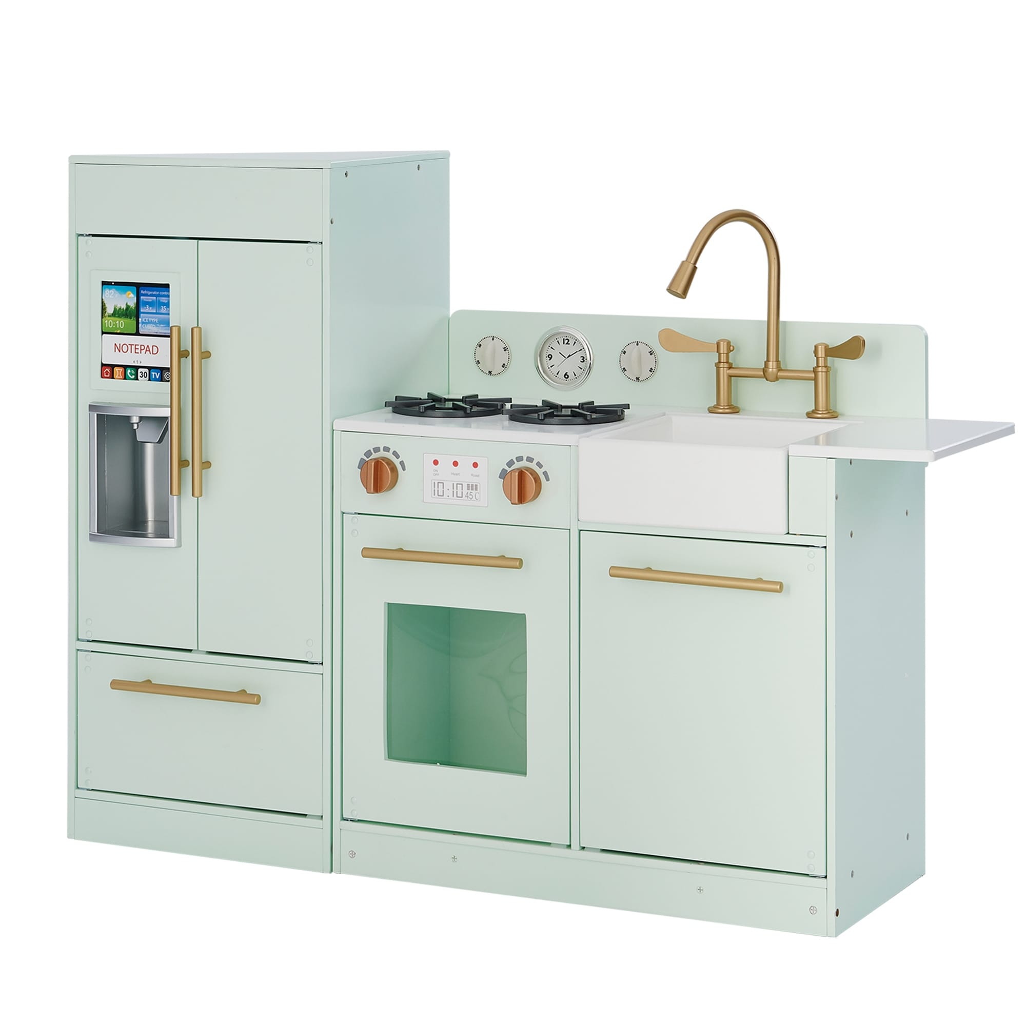 Teamson Kids Little Chef Chelsea Modern Play Kitchen Mint Gold